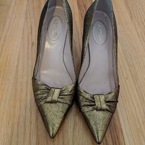 Gold leather heels from SJP